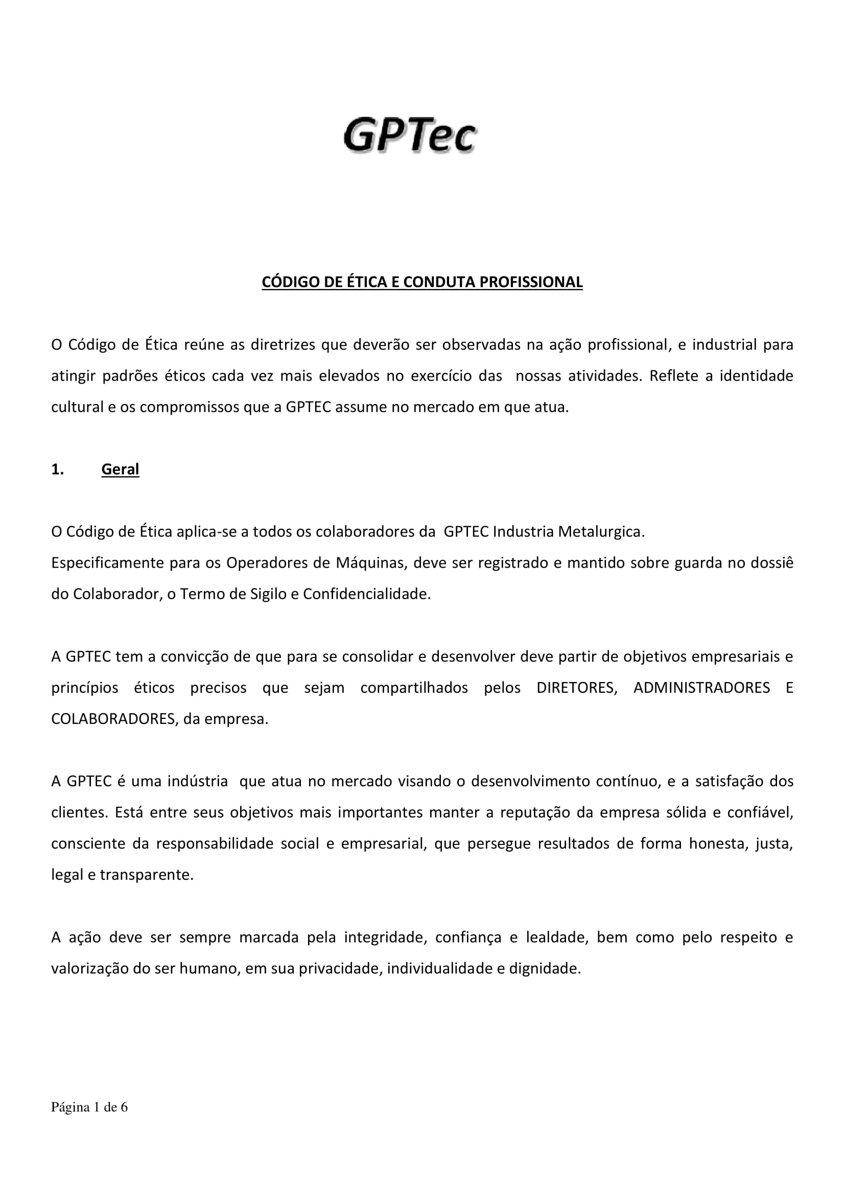 CÓDIGO DE ÉTICA GPTEC