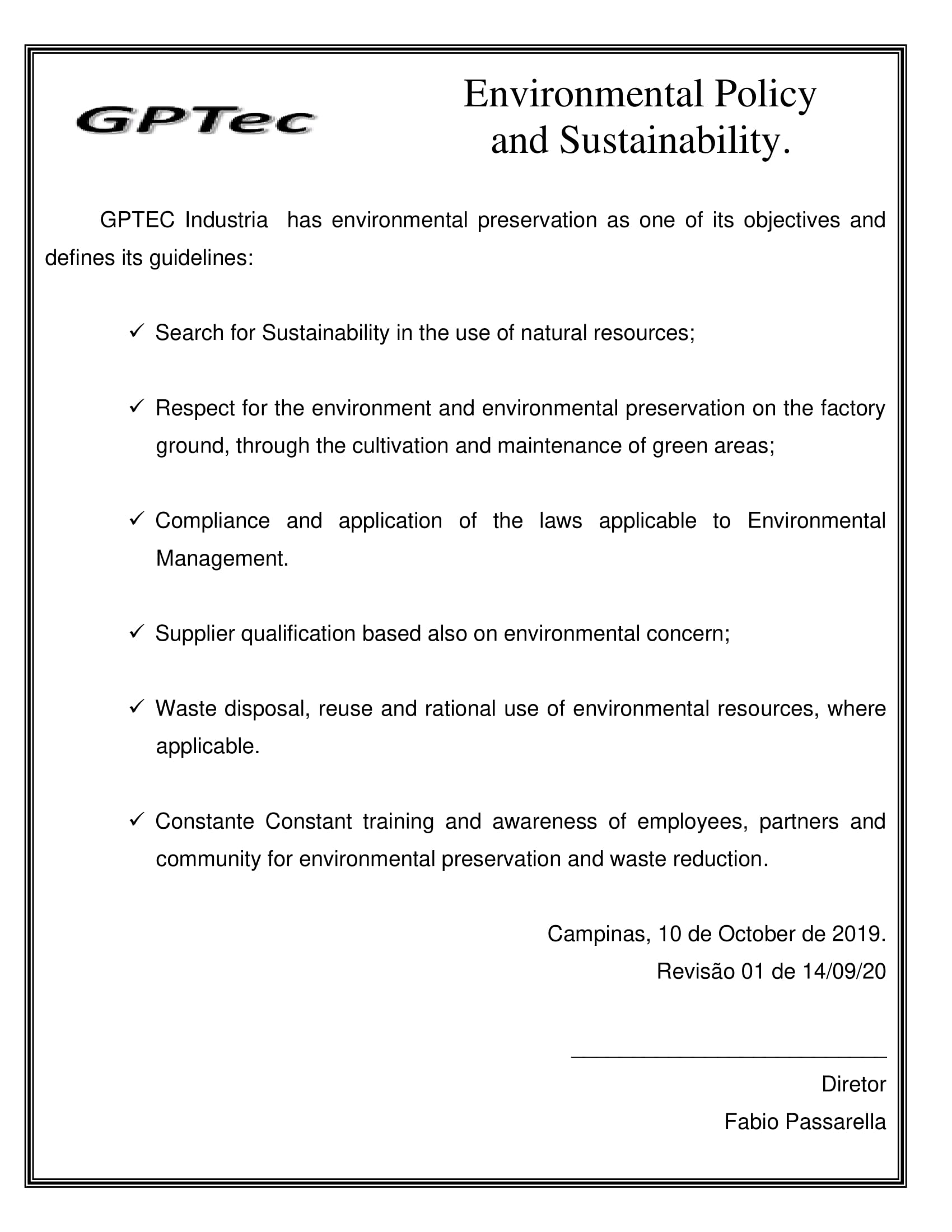 POLÍTICA AMBIENTAL GPTEC